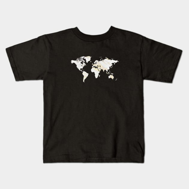 ST Marbel Gold World Map 2 Kids T-Shirt by Seven Trees Design